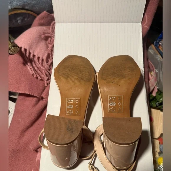 Asos Nude Cream Strappy Sandal Heel Block - Picture 5 of 5